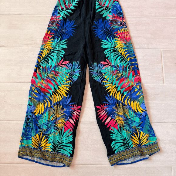 Flying Tomato Jumpsuit Sleeveless Romper Tropical Print Smocked Wide Leg Large - Picture 6 of 6